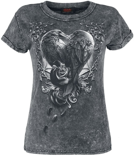 T-Shirt Manches courtes Gothic de Spiral - Raven Heart - S à 4XL - pour Femme - gris - Spiral