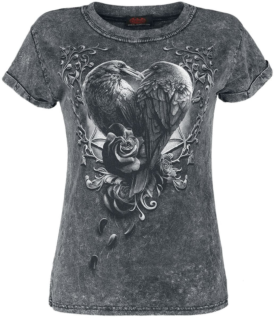 T-Shirt Manches courtes Gothic de Spiral - Raven Heart - S à 4XL - pour Femme - gris - Spiral