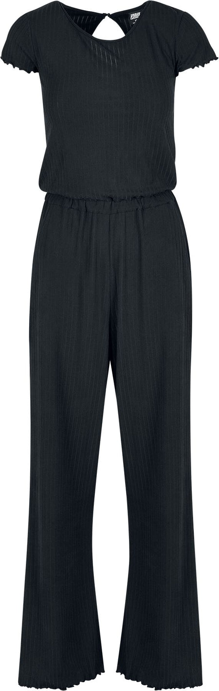 Salopette  de Urban Classics - Combinaison Côtelée Jambes Évasées - S à XL - pour Femme - noir - Urban Classics