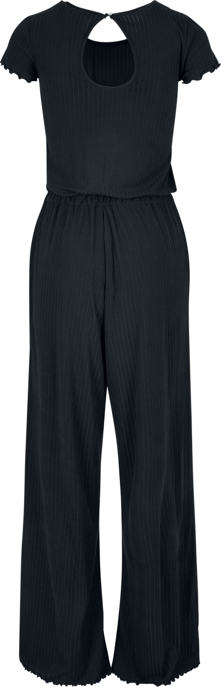 Salopette  de Urban Classics - Combinaison Côtelée Jambes Évasées - S à XL - pour Femme - noir - Urban Classics - View 2