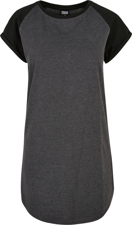 Robe courte  de Urban Classics - Robe T-Shirt Raglan Contrastant - XS à 3XL - pour Femme - noir/gris - Urban Classics