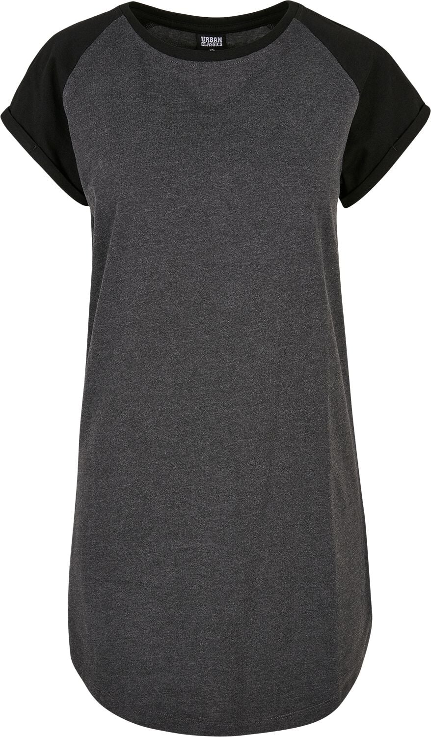 Robe courte  de Urban Classics - Robe T-Shirt Raglan Contrastant - XS à L - pour Femme - noir/gris - Urban Classics