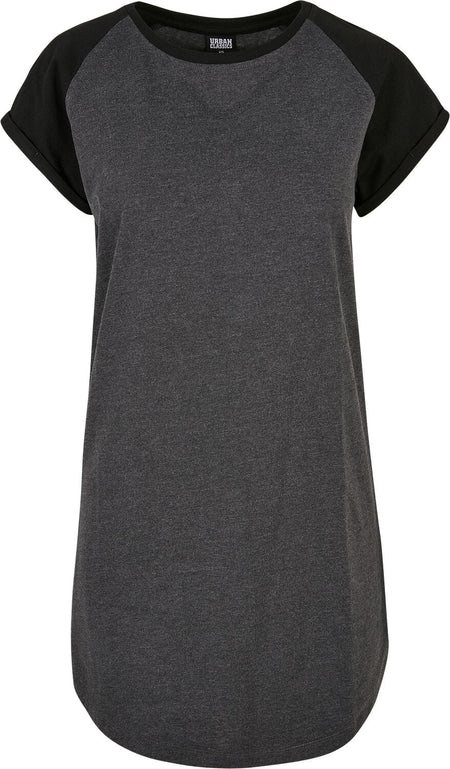 Robe courte  de Urban Classics - Robe T-Shirt Raglan Contrastant - XS à L - pour Femme - noir/gris - Urban Classics