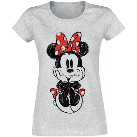 T-Shirt Manches courtes Disney de Mickey & Minnie Mouse - Minnie Maus - S à XXL - pour Femme - gris - Mickey & Minnie Mouse