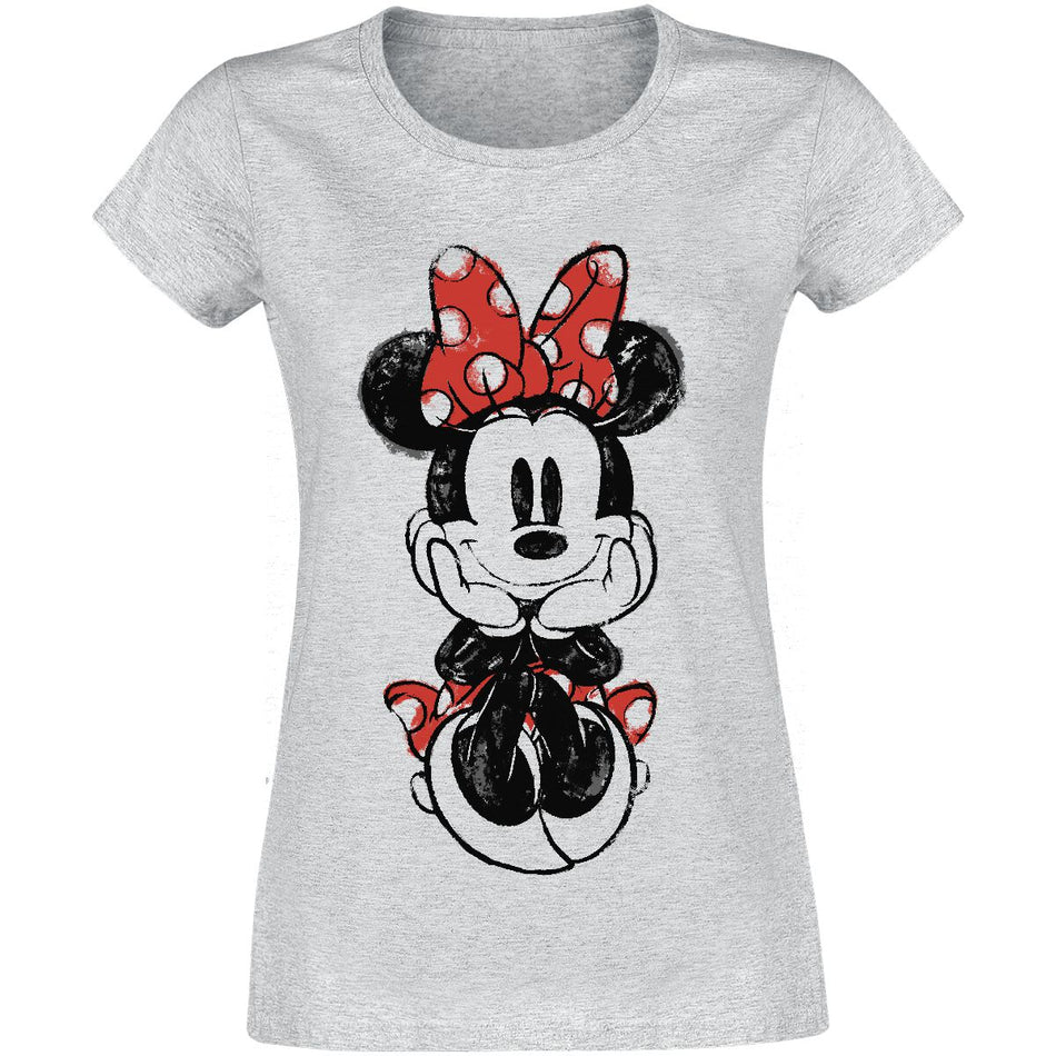 T-Shirt Manches courtes Disney de Mickey & Minnie Mouse - Minnie Maus - S à XXL - pour Femme - gris - Mickey & Minnie Mouse