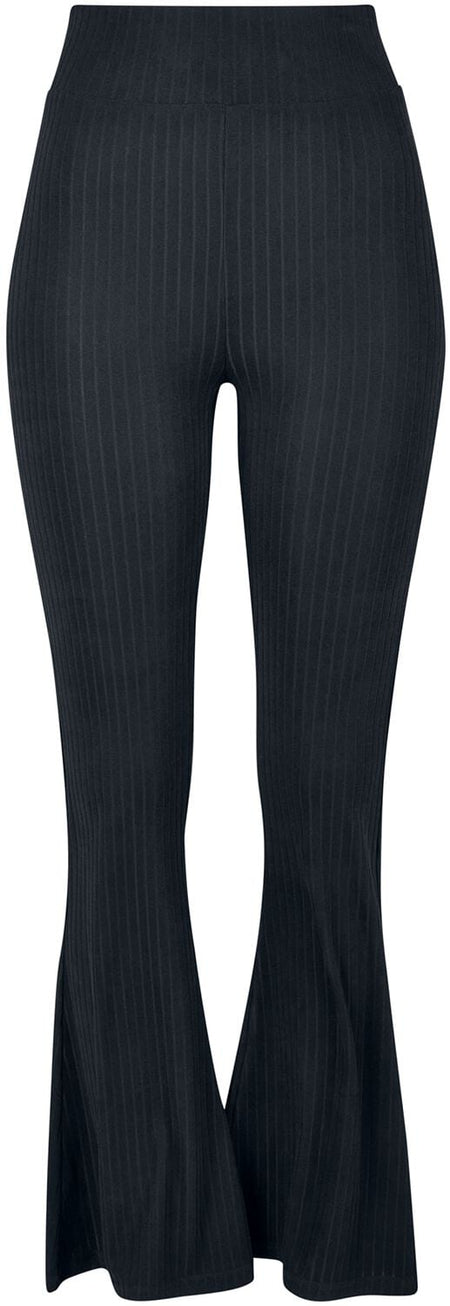 Legging  de Urban Classics - Leggings Taille Haute Évasé & Côtelé - XS à 5XL - pour Femme - noir - Urban Classics