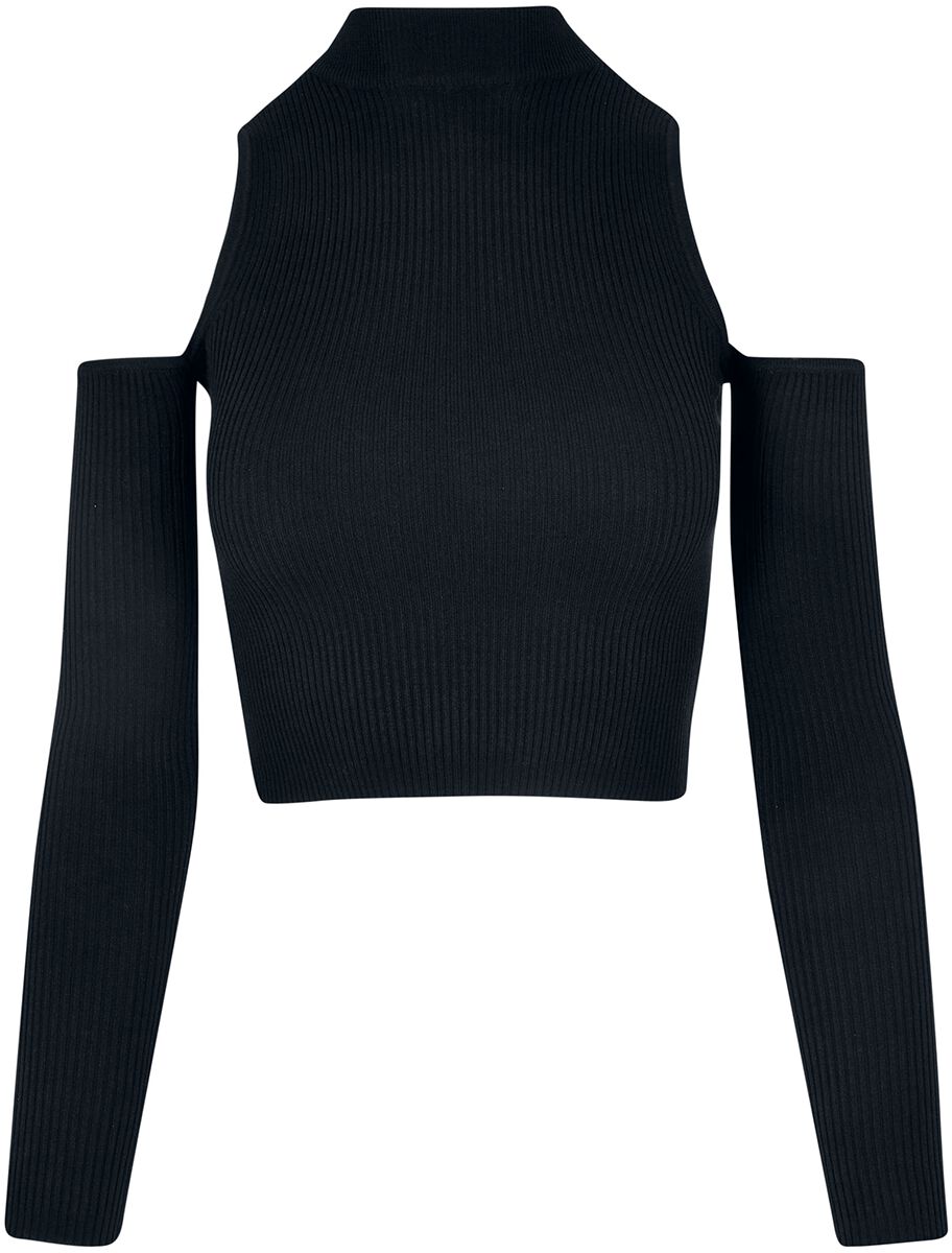 T-shirt manches longues  de Urban Classics - Haut Manches Longues Côtelé Court - XS à XL - pour Femme - noir - Urban Classics