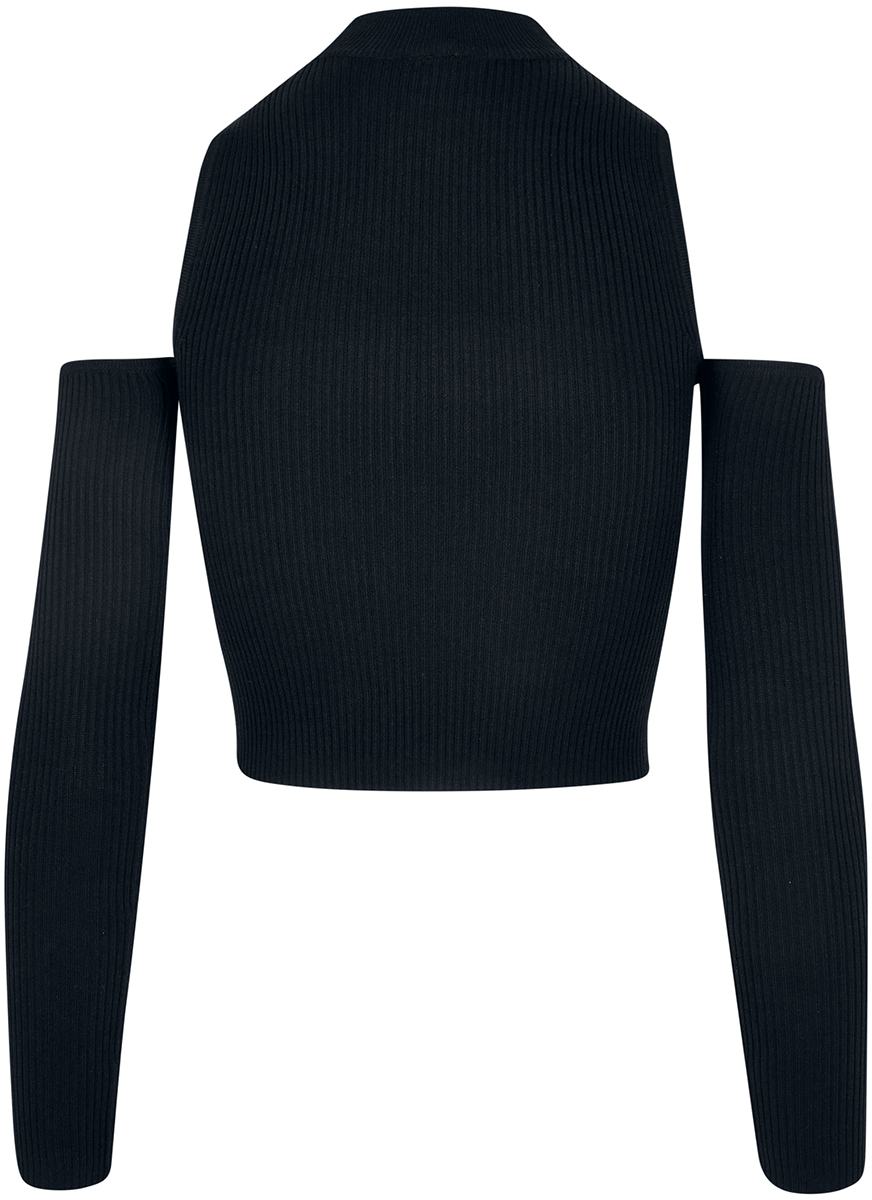 T-shirt manches longues  de Urban Classics - Haut Manches Longues Côtelé Court - XS à XL - pour Femme - noir - Urban Classics - View 2