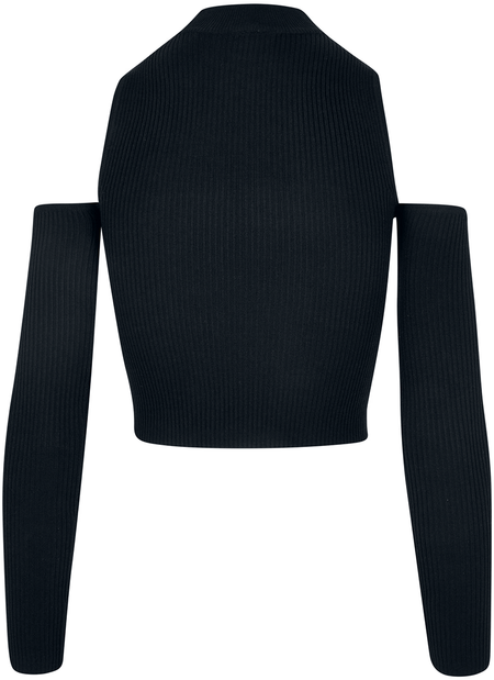 T-shirt manches longues  de Urban Classics - Haut Manches Longues Côtelé Court - XS à XL - pour Femme - noir - Urban Classics - View 2