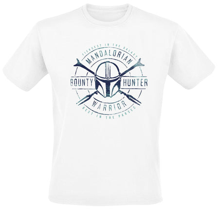 T-Shirt Manches courtes Disney de Star Wars - The Mandalorian - Bounty Hunter Warrior - S à 5XL - pour Homme - blanc - Star Wars