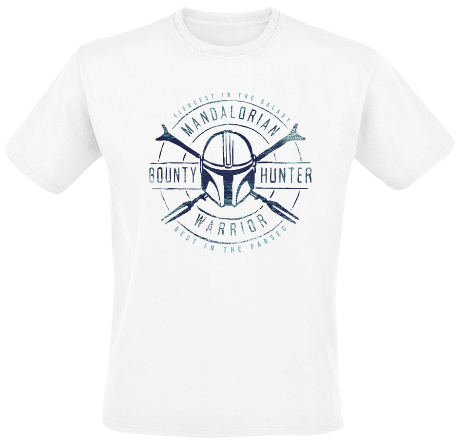 T-Shirt Manches courtes Disney de Star Wars - The Mandalorian - Bounty Hunter Warrior - S à 5XL - pour Homme - blanc - Star Wars