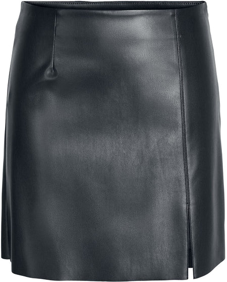 Jupe courte  de Noisy May - Clara Penny PU - Jupe Fendue Taille Haute - XS à XL - pour Femme - noir - Noisy May