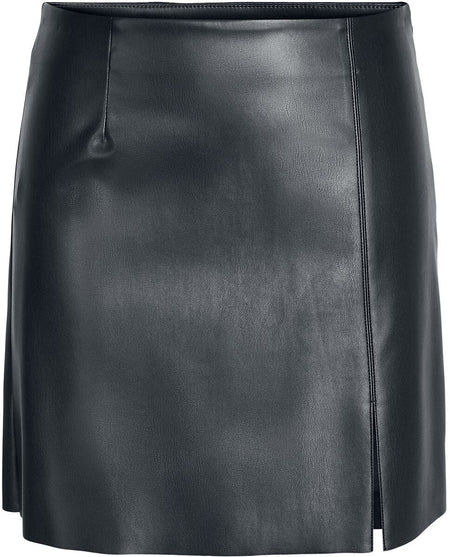 Jupe courte  de Noisy May - Clara Penny PU - Jupe Fendue Taille Haute - XS à XL - pour Femme - noir - Noisy May