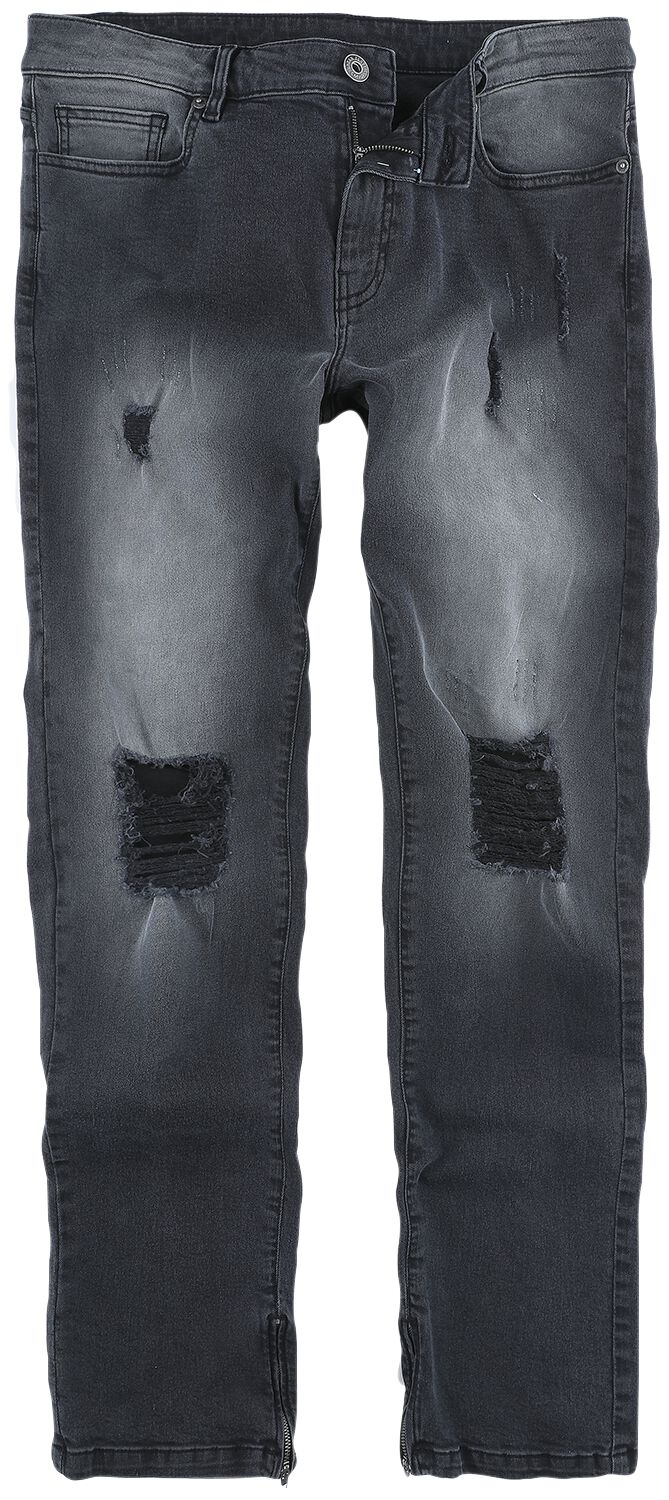 Jean  de Collection Spéciale EMP - Collection Spéciale EMP X Urban Classics - Jean unisexe usé - W30L32 à W34L32 - pour Femme - noir - Collection Spéciale EMP