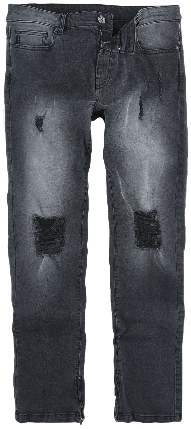 Jean  de Collection Spéciale EMP - Collection Spéciale EMP X Urban Classics - Jean unisexe usé - W30L32 à W34L32 - pour Femme - noir - Collection Spéciale EMP