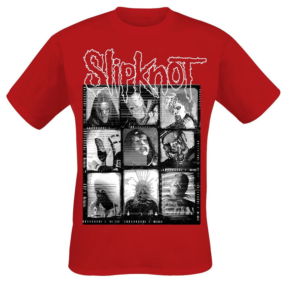 T-Shirt Manches courtes  de Slipknot - Grid Photo - M à L - pour Homme - rouge - Slipknot