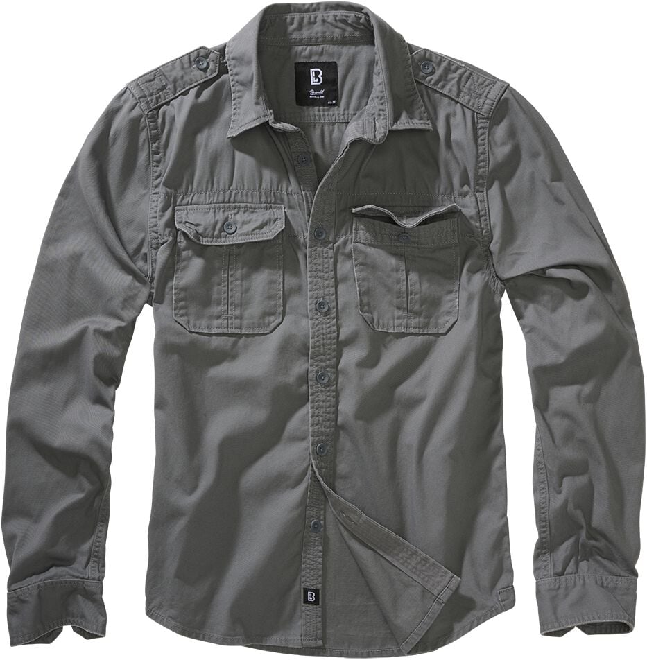 Chemise manches longues  de Brandit - Haut Manches Longues Vintage - S à 5XL - pour Homme - anthracite - Brandit