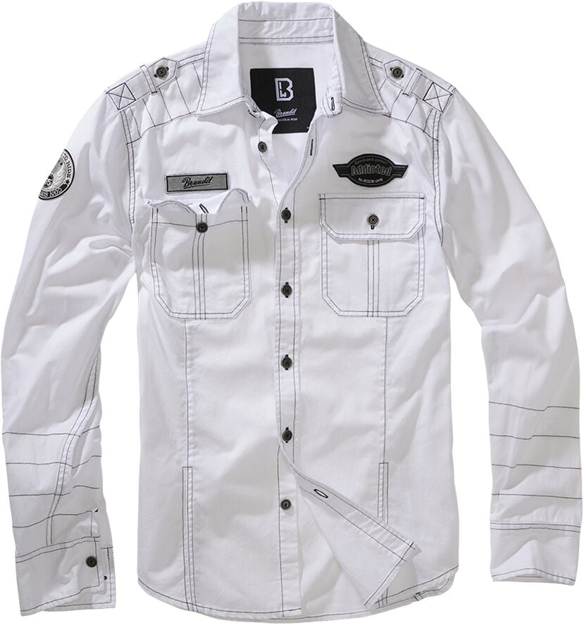 Chemise manches longues  de Brandit - Chemise Manches Longues Luis - S à 5XL - pour Homme - blanc - Brandit