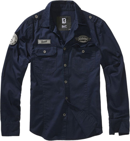 Chemise manches longues  de Brandit - Chemise Manches Longues Luis - S à 5XL - pour Homme - marine - Brandit