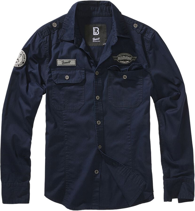 Chemise manches longues  de Brandit - Chemise Manches Longues Luis - S à 5XL - pour Homme - marine - Brandit