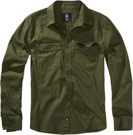 Chemise manches longues  de Brandit - Chemise En Flanelle - S à 3XL - pour Homme - olive - Brandit