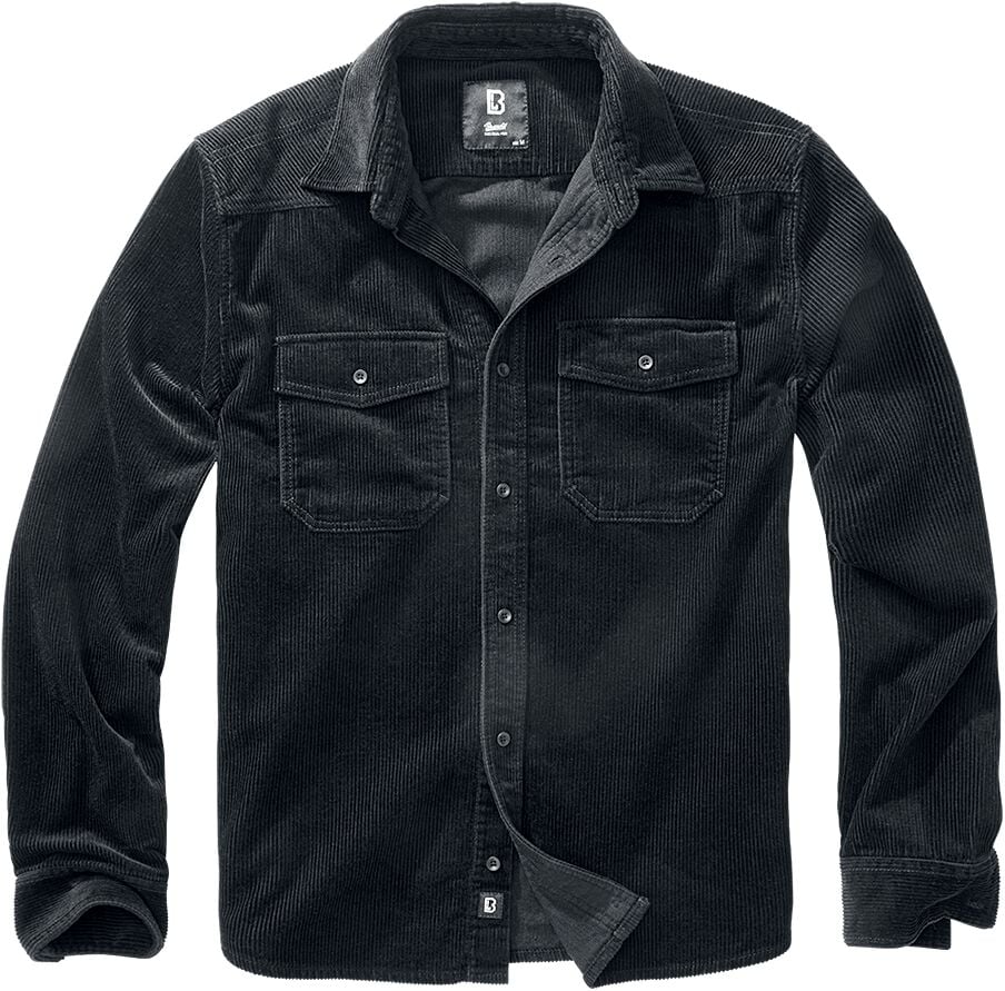 Chemise manches longues  de Brandit - Chemise Corduroy Classic - S à M - pour Homme - noir - Brandit