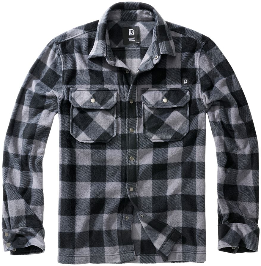 Chemise manches longues  de Brandit - Chemise Polaire Jeff - S à 5XL - pour Homme - noir/gris - Brandit