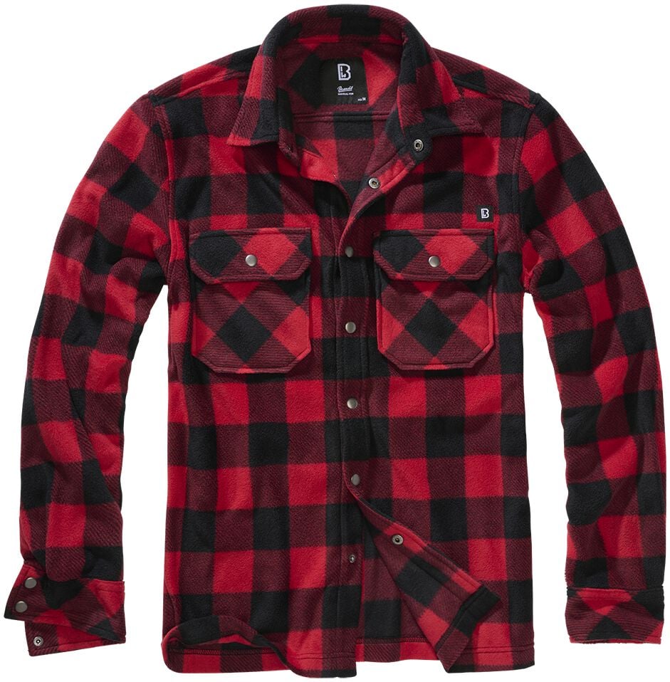 Chemise manches longues  de Brandit - Chemise Polaire Jeff - S à 5XL - pour Homme - noir/rouge - Brandit