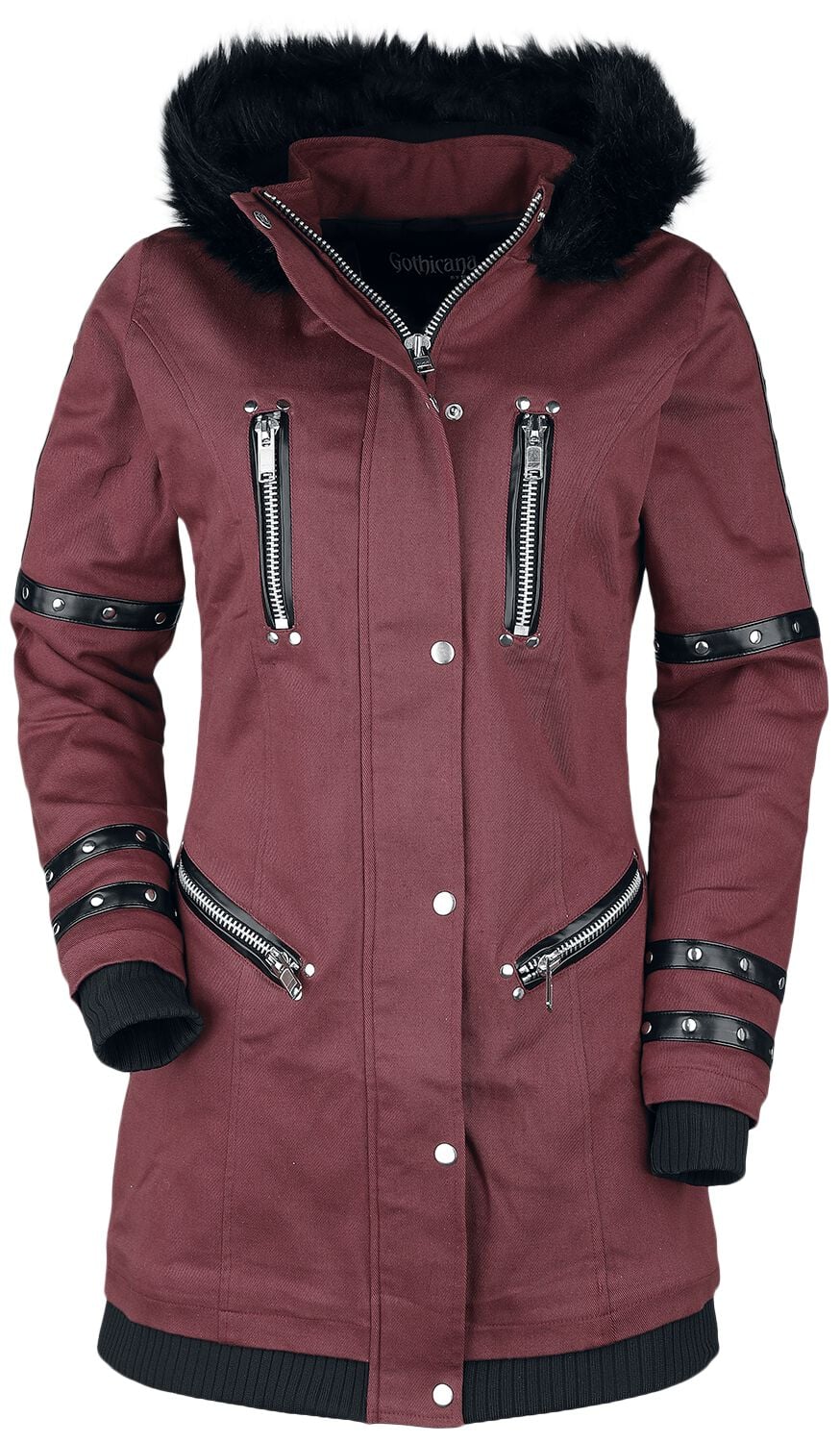 Manteau d'hiver Gothic de Gothicana by EMP - Bloodsucker - XS à S - pour Femme - noir/rouge - Gothicana by EMP