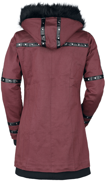 Manteau d'hiver Gothic de Gothicana by EMP - Bloodsucker - XS à S - pour Femme - noir/rouge - Gothicana by EMP - View 2