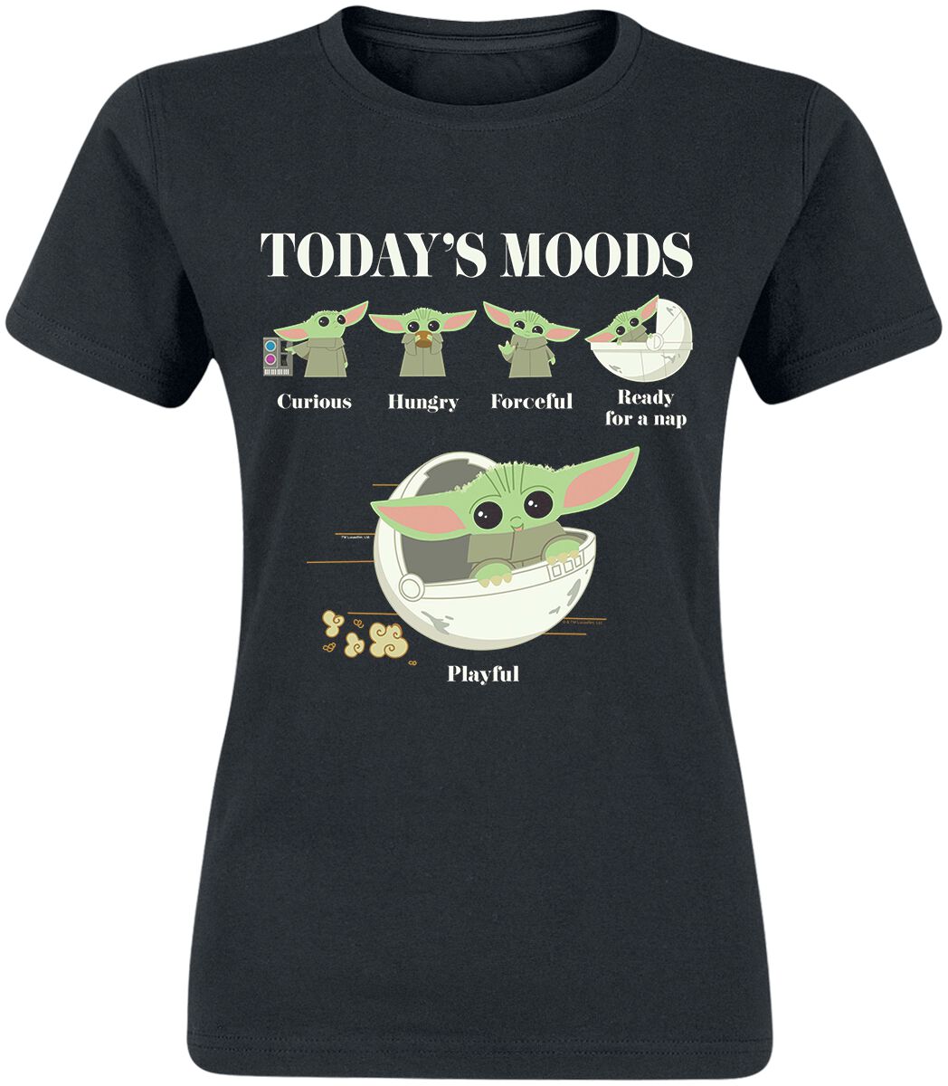 T-Shirt Manches courtes Disney de Star Wars - The Mandalorian - Grogu - Humeurs - S à XXL - pour Femme - noir - Star Wars