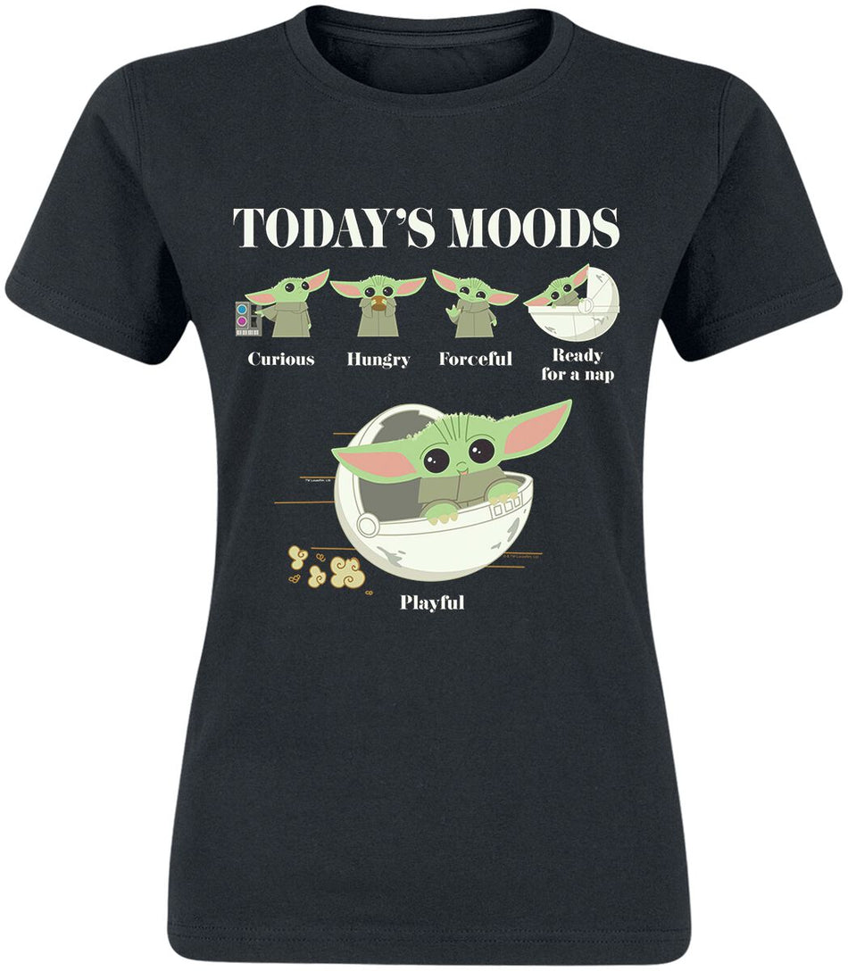 T-Shirt Manches courtes Disney de Star Wars - The Mandalorian - Grogu - Humeurs - S à XXL - pour Femme - noir - Star Wars