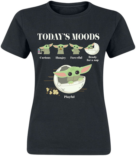 T-Shirt Manches courtes Disney de Star Wars - The Mandalorian - Grogu - Humeurs - S à XXL - pour Femme - noir - Star Wars