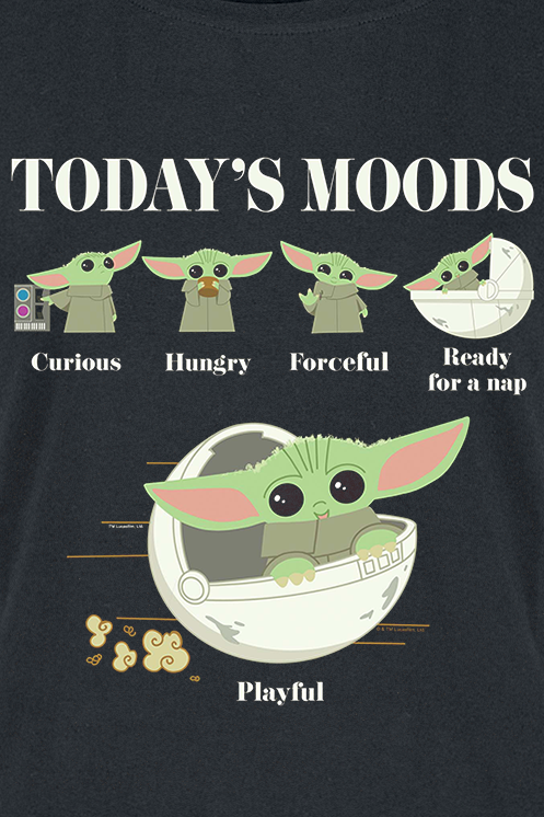 T-Shirt Manches courtes Disney de Star Wars - The Mandalorian - Grogu - Humeurs - S à XXL - pour Femme - noir - Star Wars - View 2