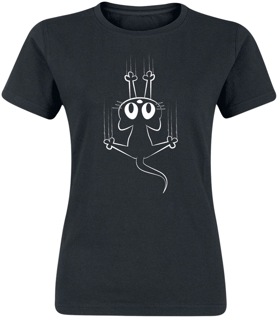 T-Shirt Manches courtes Fun de Tierisch - Slipping Cat - S à XXL - pour Femme - noir - Tierisch