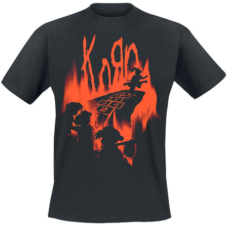 T-Shirt Manches courtes  de Korn - Hopscotch Flame - S à XXL - pour Homme - noir - Korn