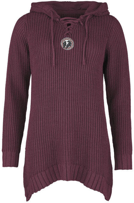 Pull tricoté  de Black Premium by EMP - Pull Tricoté Avec Capuche & Laçage - S à XXL - pour Femme - bordeaux - Black Premium by EMP