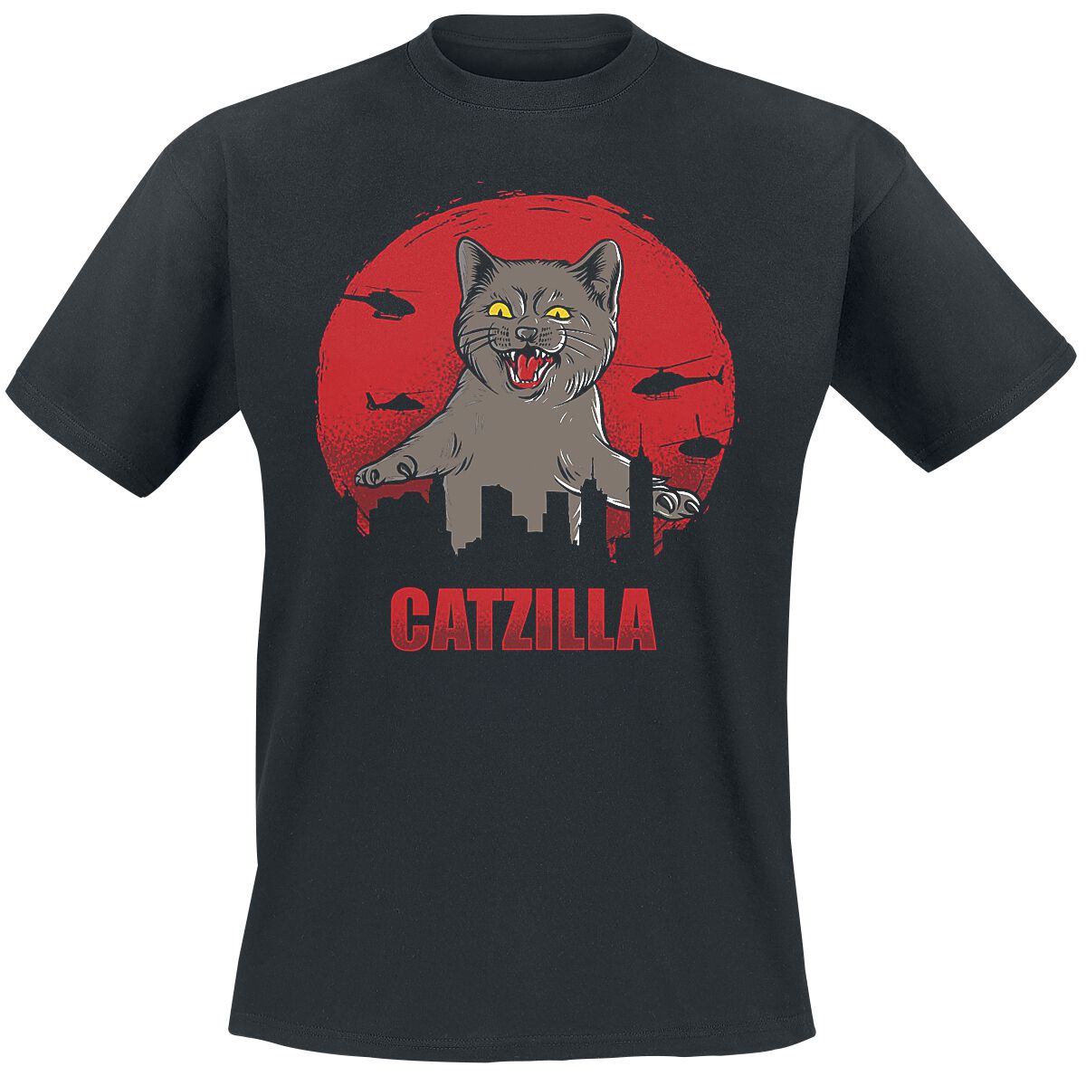 T-Shirt Manches courtes Fun de Tierisch - Catzilla - M à 4XL - pour Homme - noir - Tierisch