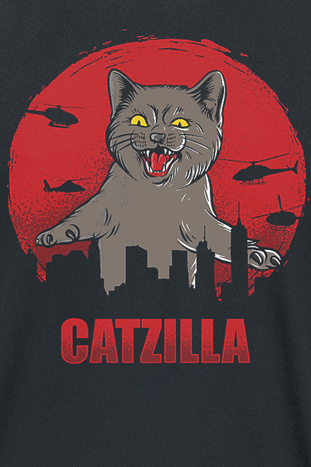 T-Shirt Manches courtes Fun de Tierisch - Catzilla - M à 4XL - pour Homme - noir - Tierisch - View 2