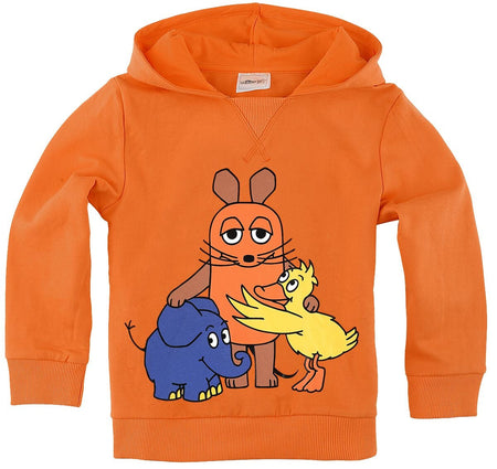 Sweat-shirt à capuche  de Die Sendung mit der Maus - Enfants - Groupe Souris - 104 à 140 - pour Femme - orange - Die Sendung mit der Maus