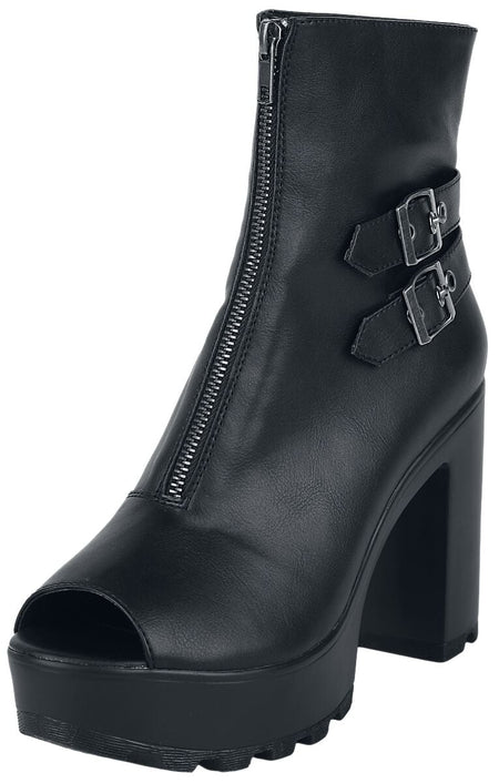 Bottes Gothic de Black Premium by EMP - Bottines Bouts Ouvert Zippées - EU38 à EU41 - pour Femme - noir - Black Premium by EMP