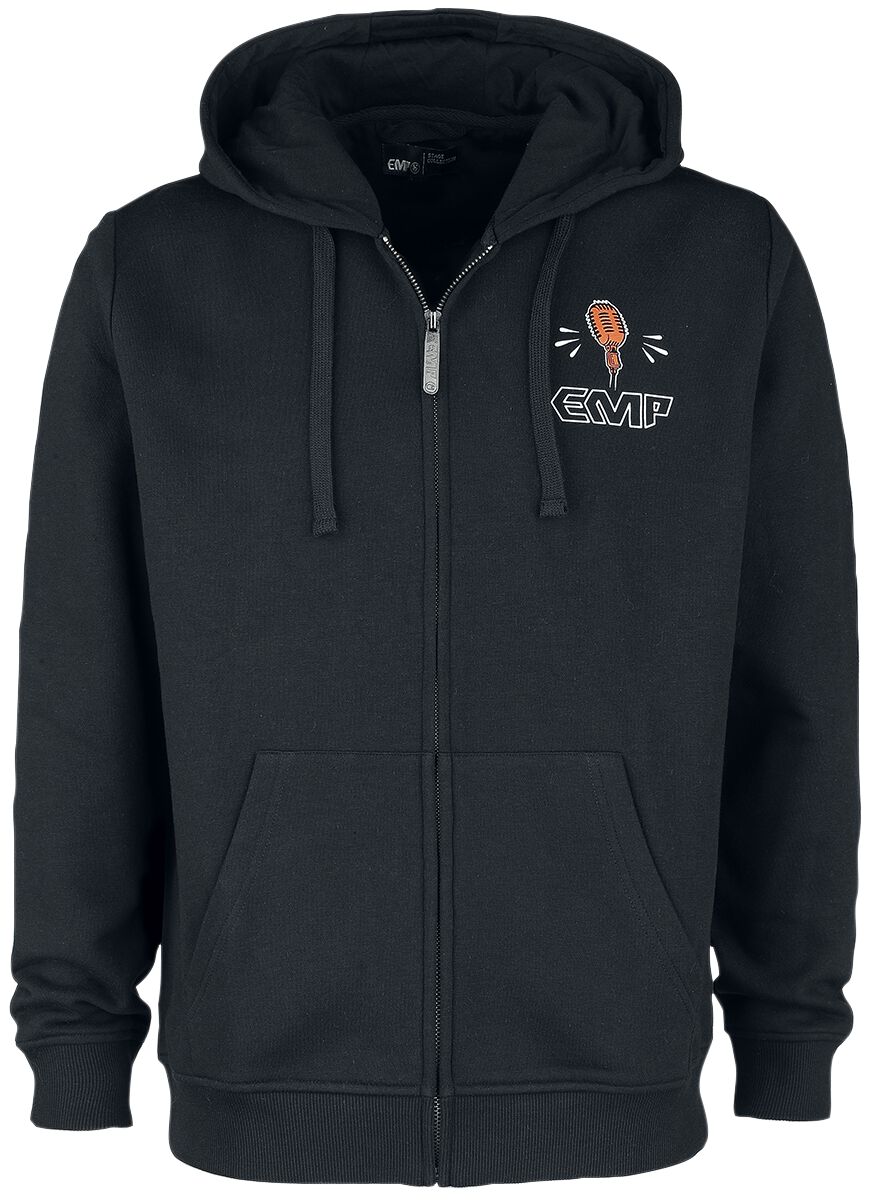 Sweat-shirt zippé à capuche  de Collection EMP Stage - Sweat à capuche zippé avec rock hand & logo EMP - S à XXL - pour Homme - noir - Collection EMP Stage