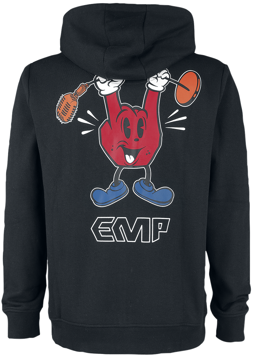 Sweat-shirt zippé à capuche  de Collection EMP Stage - Sweat à capuche zippé avec rock hand & logo EMP - S à XXL - pour Homme - noir - Collection EMP Stage - View 2