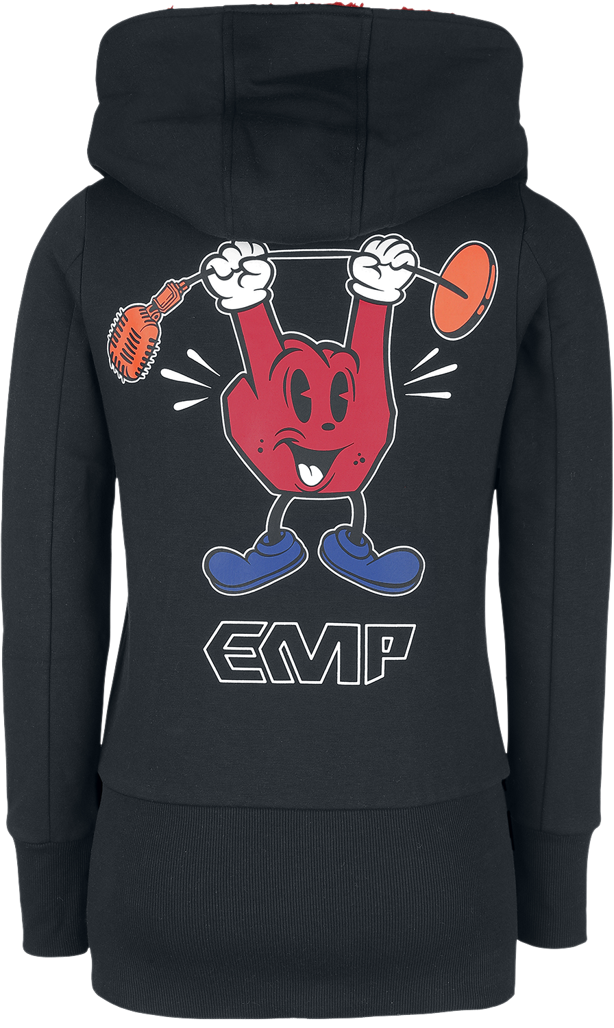 Sweat-shirt zippé à capuche  de Collection EMP Stage - Sweat à capuche zippé avec rock hand & logo EMP - S à L - pour Femme - noir - Collection EMP Stage - View 2