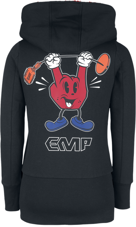 Sweat-shirt zippé à capuche  de Collection EMP Stage - Sweat à capuche zippé avec rock hand & logo EMP - S à L - pour Femme - noir - Collection EMP Stage - View 2