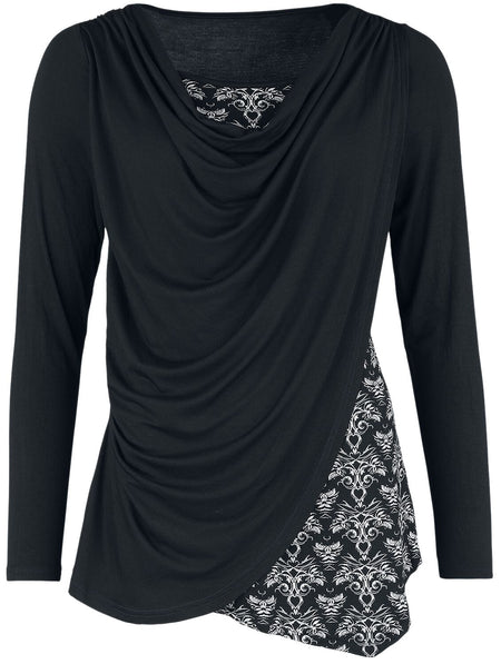 T-shirt manches longues Gothic de Gothicana by EMP - Gothicana X Anne Stokes - Haut manches longues avec look double épaisseur - XS à M - pour Femme - noir - Gothicana by EMP