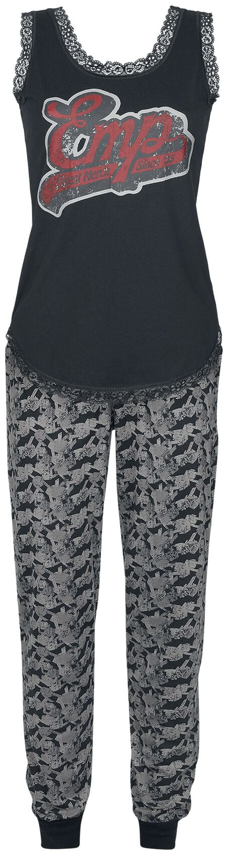 Pyjama  de Collection EMP Stage - Pyjama avec imprimé EMP rétro - M à L - pour Femme - noir - Collection EMP Stage