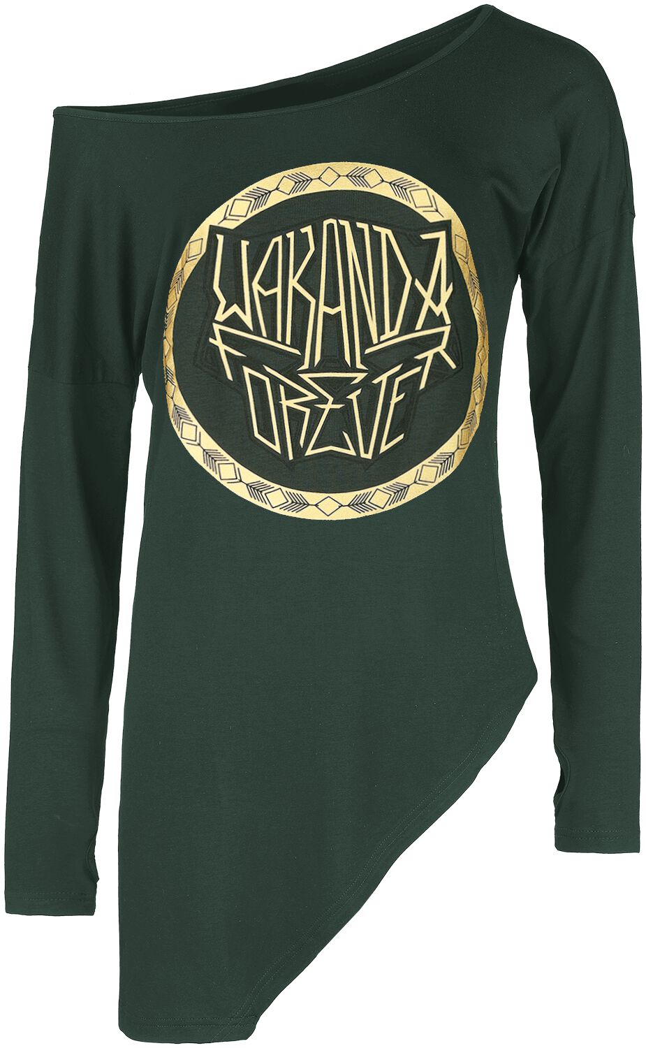 T-shirt manches longues  de Black Panther - Logo Doré - S - pour Femme - vert - Black Panther