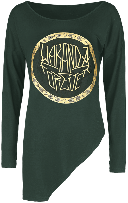 T-shirt manches longues  de Black Panther - Logo Doré - S - pour Femme - vert - Black Panther - View 2