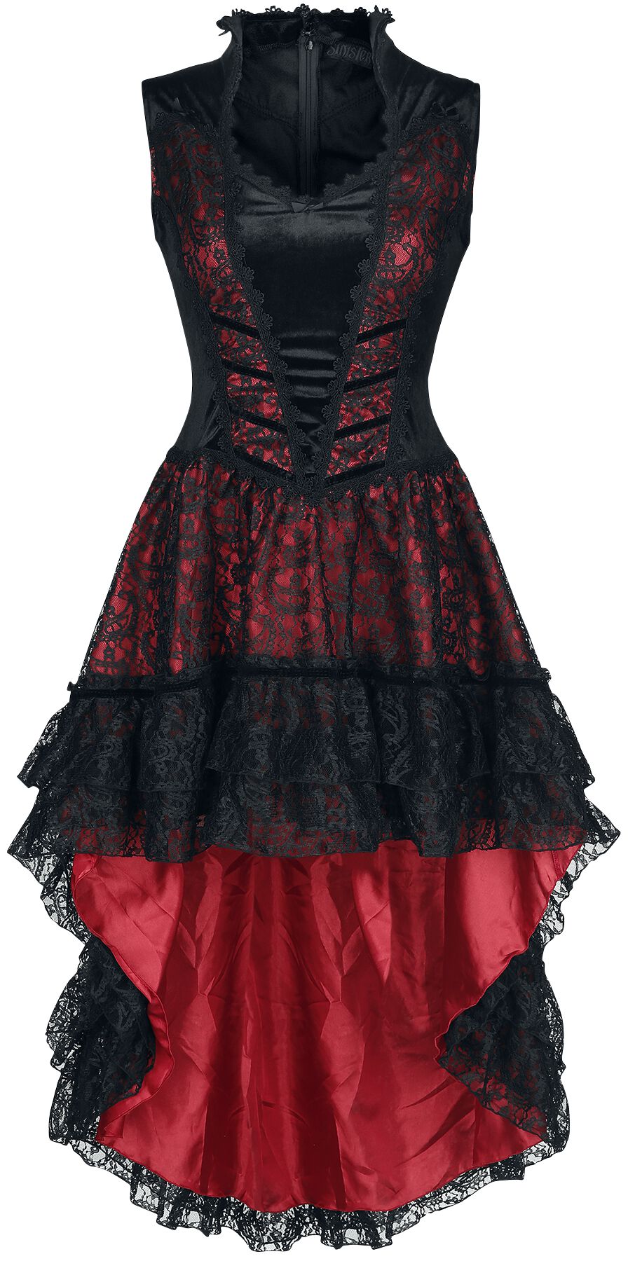 Robe mi-longue Gothic de Sinister Gothic - Robe Gothique - XS à 4XL - pour Femme - noir/rouge - Sinister Gothic
